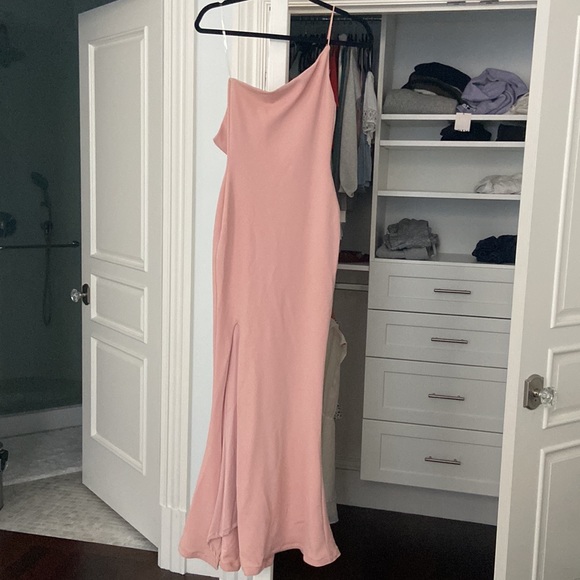 Jasmine one shoulder gown in blush - Picture 3 of 5